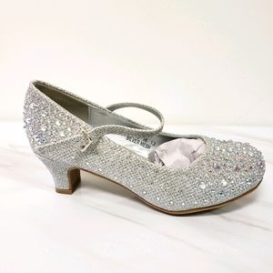 Silver Rhinestone Cinderella Kid's Heel